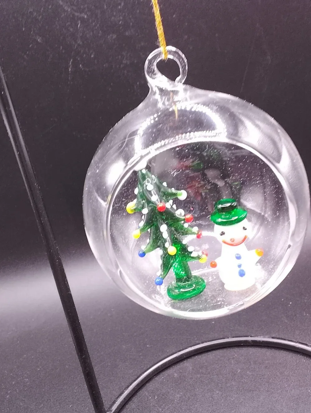 Vecchia Handblownglass Ornament W Christmas Tree And Santa